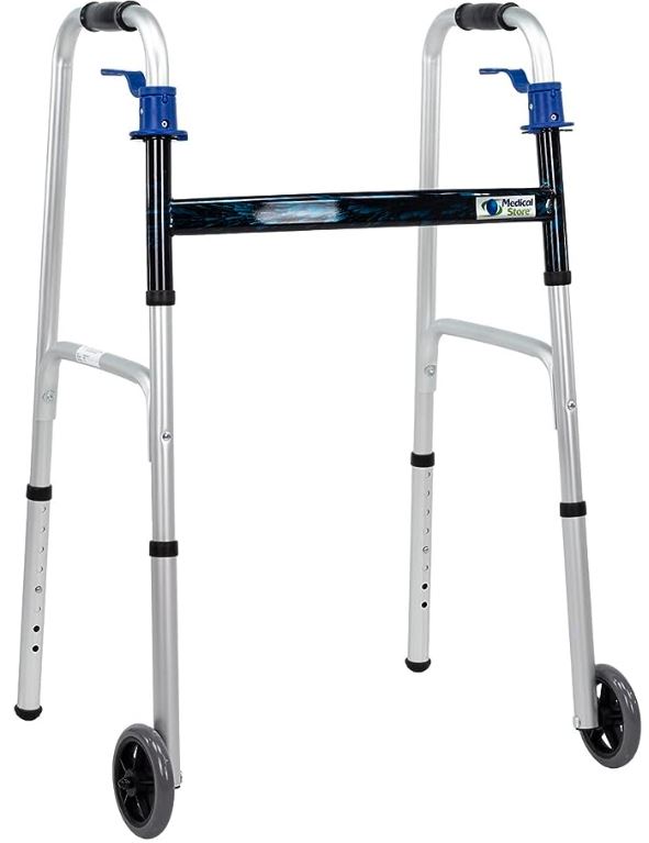 ANDADERA MEDICAL ANG301RMS PLEGADO EN PALANCA AZUL DOS RUEDAS DE ALUMINIO
