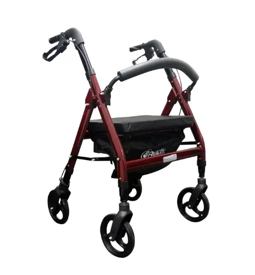 ANDADERA ROLLATOR R223061 PLEGOO BARIÁTRICA GRIS ASIENTO CON BOLSA DE ALUMINIO