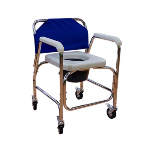 SILLA COMODO DUCHA R219091 DE ALUMINIO AZUL-GRIS CON RUEDA