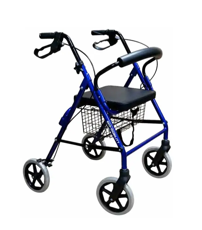 ANDADERA ROLLATOR EKO ER100201 AZUL DE ALUMINIO CON CANASTA