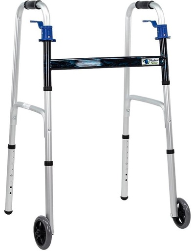 [012003] ANDADERA MEDICAL ANG301RMS PLEGADO EN PALANCA AZUL DOS RUEDAS DE ALUMINIO